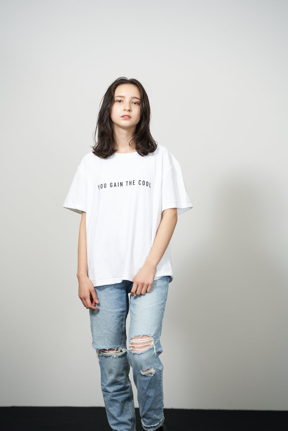 PILE CREW NECK T［YOU GAIN THE COOL］- White