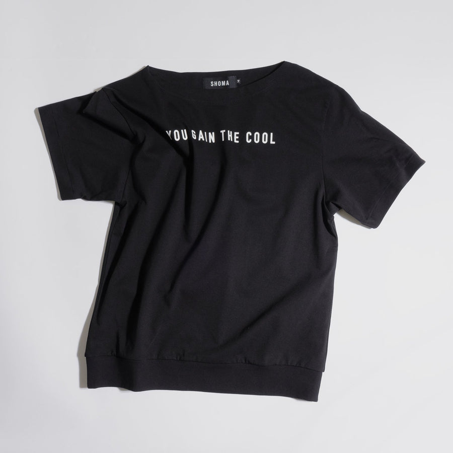 JERSEY BOAT NECK T［YOU GAIN THE COOL］- Black