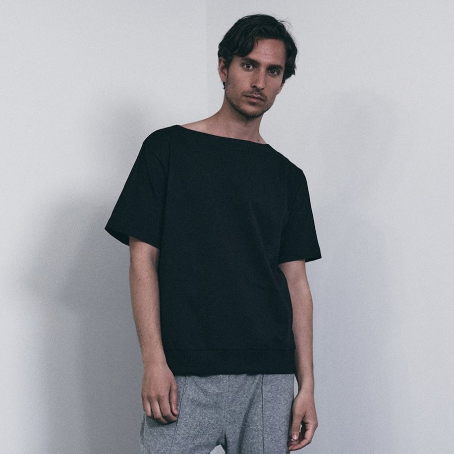 JERSEY BOAT NECK T［Triangle of SHOMA］- Black